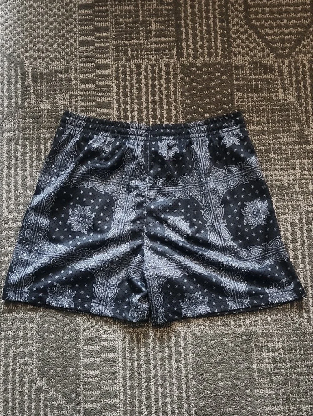 Men's Black Bandana-Print Athletic Shorts